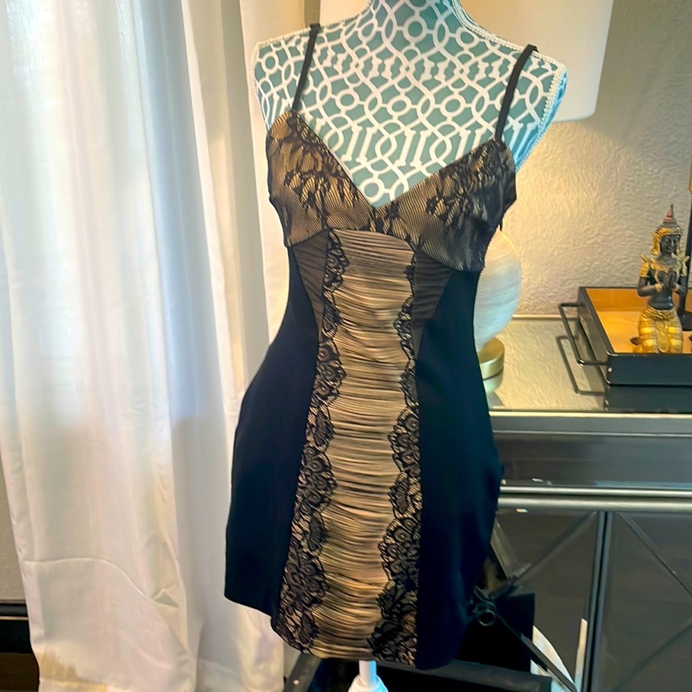 Bebe Bodycon Lace detail dress
